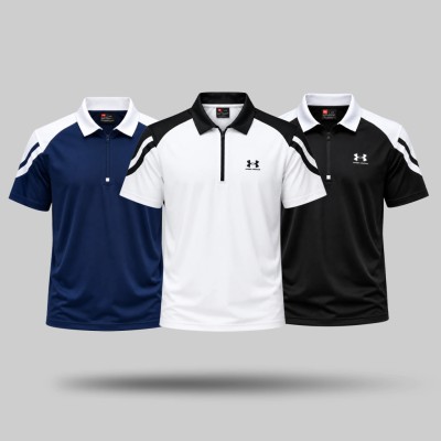 3pis Premium-Quality-Sports-zipper-Polo-T-Shirt