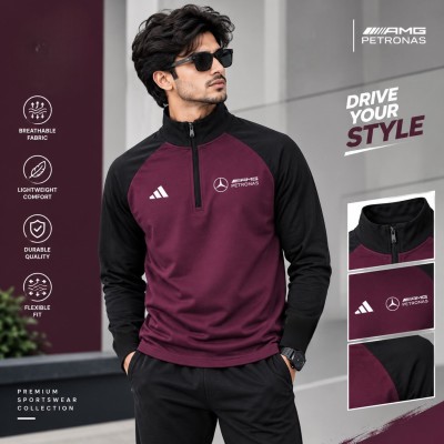 HIGH NECK ZIPPER SWEATSHIRT (meroon)