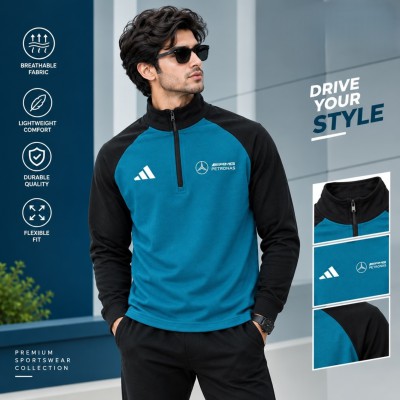 HIGH NECK ZIPPER SWEATSHIRT (petrol)