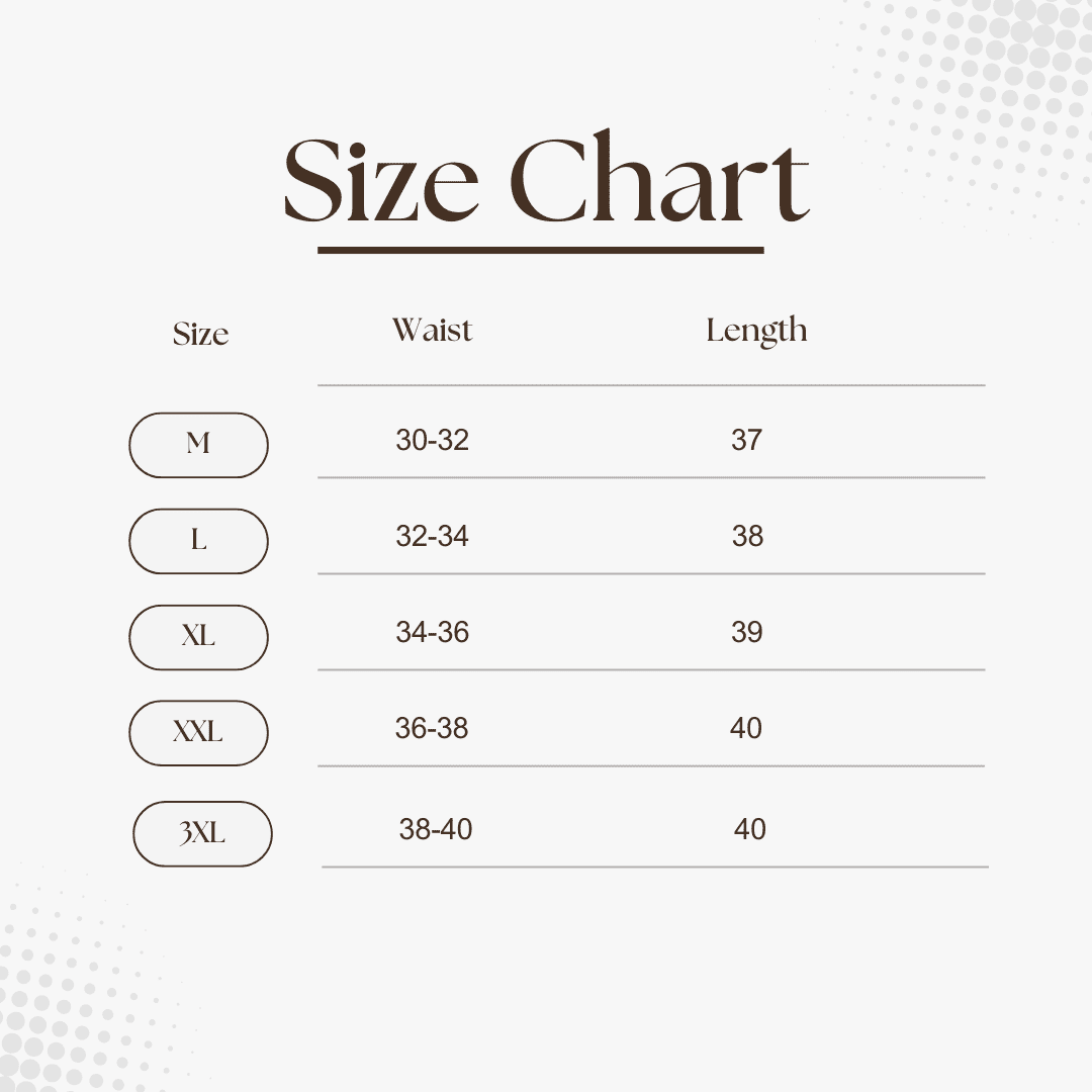 Size chart for ২ পিছ ট্রাউজার কম্বো